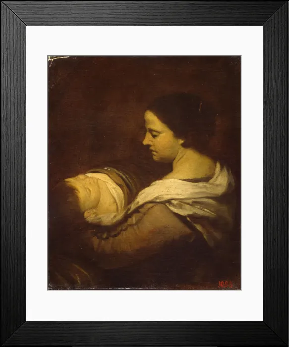 Framed Print : Woman with Sleeping Child, c. 1660. Creator: Martinez del Mazo Framed Print : Woman with Sleeping Child, c. 1660. Creator: Martinez del Mazo