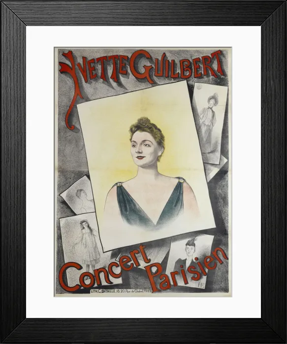 Framed Print : Yvette Guilbert Concert Parisien, 1890. Creator: Honer, Edmond Marie (active Early 19th century) Framed Print : Yvette Guilbert Concert Parisien, 1890. Creator: Honer, Edmond Marie (active Early 19th century)