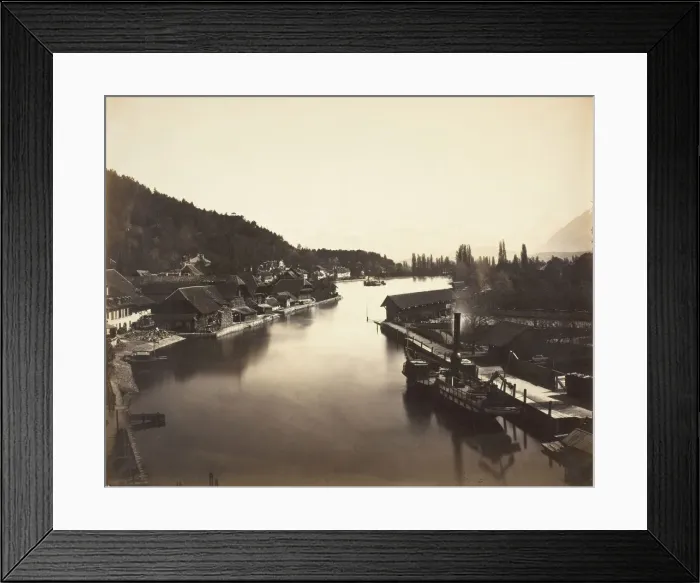 Framed Print : Steamer in Lake Thun, Switzerland, c. 1860. Creator: Adolphe Braun Framed Print : Steamer in Lake Thun, Switzerland, c. 1860. Creator: Adolphe Braun