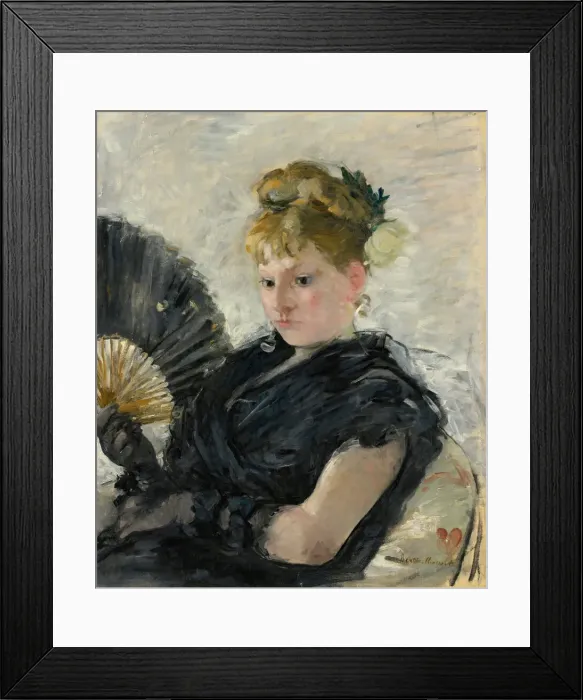 Framed Print : Woman with a fan, 1876. Creator: Morisot, Berthe (1841-1895) Framed Print : Woman with a fan, 1876. Creator: Morisot, Berthe (1841-1895)