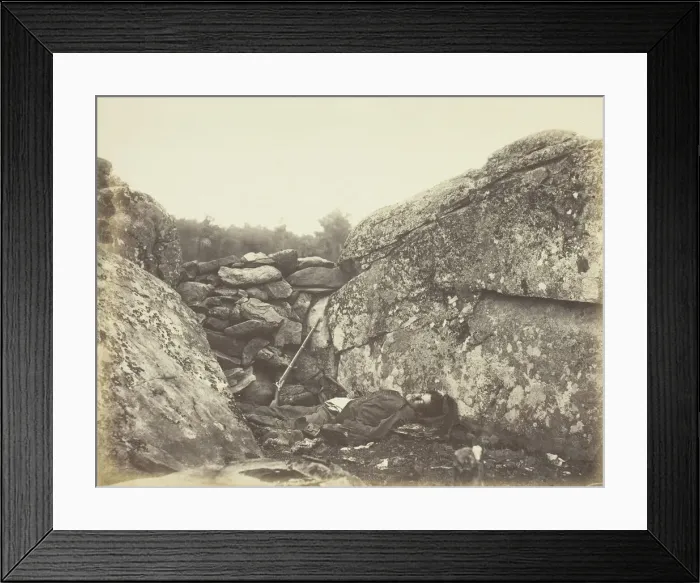 Framed Print : Home of a Rebel Sharpshooter, Gettysburg, July 1863. Creator: Alexander Gardner Framed Print : Home of a Rebel Sharpshooter, Gettysburg, July 1863. Creator: Alexander Gardner