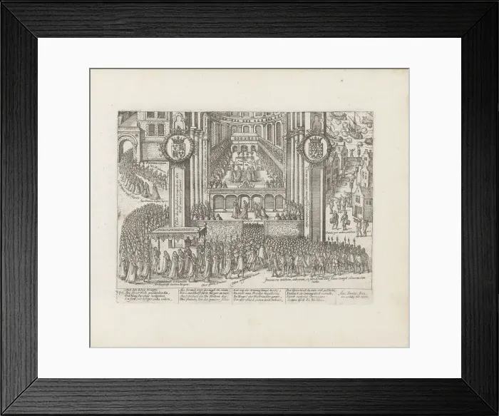 Framed Print : View of the exterior of Westminster Abbey during the coronation of James I, 1603-1604 Framed Print : View of the exterior of Westminster Abbey during the coronation of James I, 1603-1604