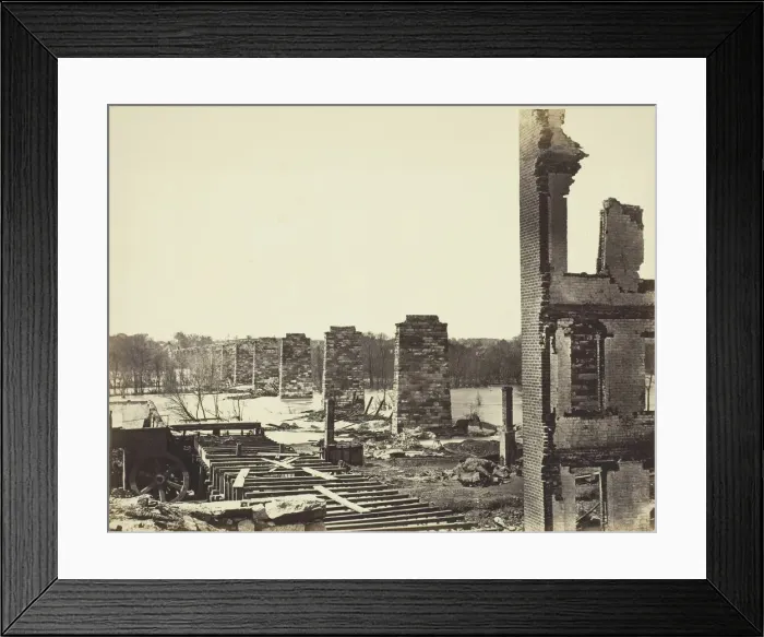 Framed Print : Ruins of Petersburg and Richard Railroad Bridge, April 1864. Creator: Alexander Gardner Framed Print : Ruins of Petersburg and Richard Railroad Bridge, April 1864. Creator: Alexander Gardner