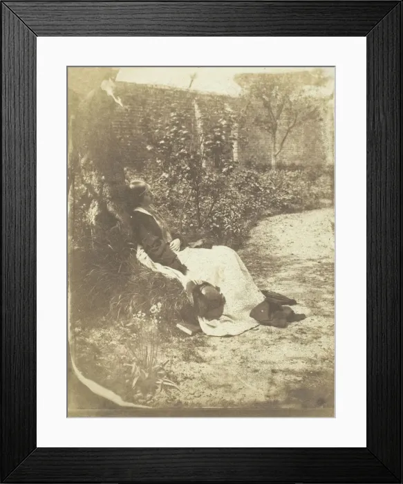 Framed Print : Mrs. Craik Reclining in Garden with Hat and Book, 1848 / 60 Framed Print : Mrs. Craik Reclining in Garden with Hat and Book, 1848 / 60