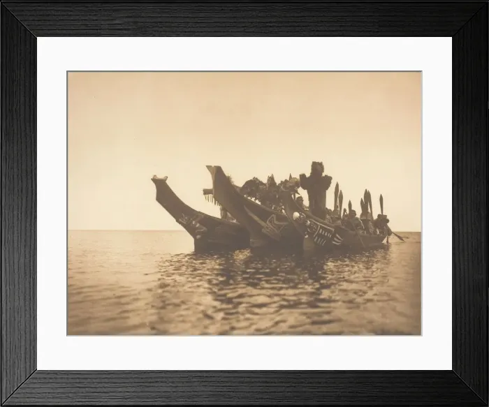 Framed Print : Masked Dancers in Canoes - Qagyuhl A, 1914. Creator: Edward Sheriff Curtis Framed Print : Masked Dancers in Canoes - Qagyuhl A, 1914. Creator: Edward Sheriff Curtis