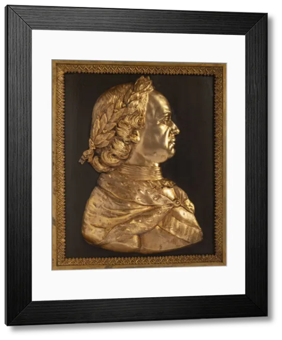 Framed Print : Emperor Peter I the Great (Bas-relief), 19th century. Creator: Anonymous Framed Print : Emperor Peter I the Great (Bas-relief), 19th century. Creator: Anonymous