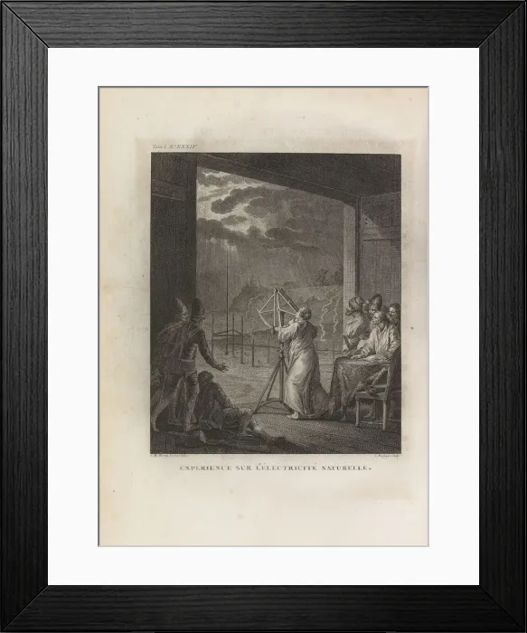 Framed Print : Experiment on natural electricity, Early 1760s. Creator: Moreau the Younger, Jean Michel Framed Print : Experiment on natural electricity, Early 1760s. Creator: Moreau the Younger, Jean Michel