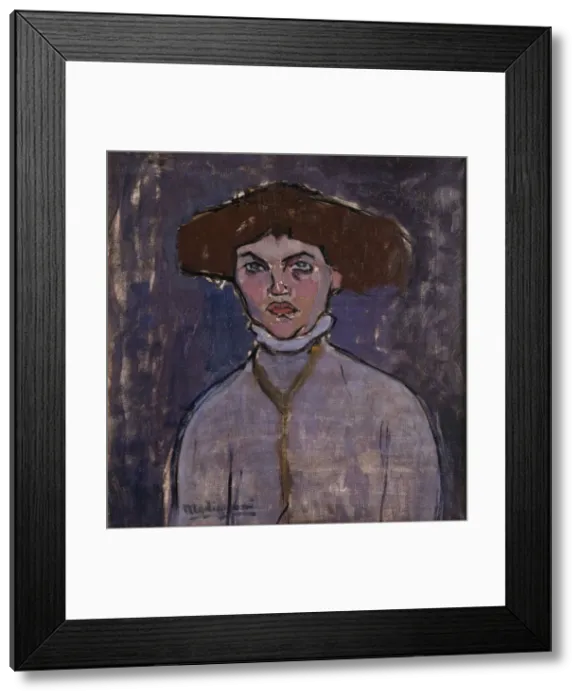 Framed Print : Buste de jeune femme, 1908. Creator: Modigliani, Amedeo (1884-1920) Framed Print : Buste de jeune femme, 1908. Creator: Modigliani, Amedeo (1884-1920)