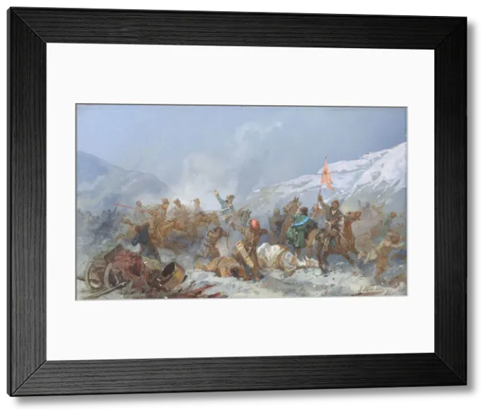 Framed Print : Fight with Pugachevs Troops, 1891. Creator: Karasin, Nikolai Nikolayevich (1842-1908) Framed Print : Fight with Pugachevs Troops, 1891. Creator: Karasin, Nikolai Nikolayevich (1842-1908)