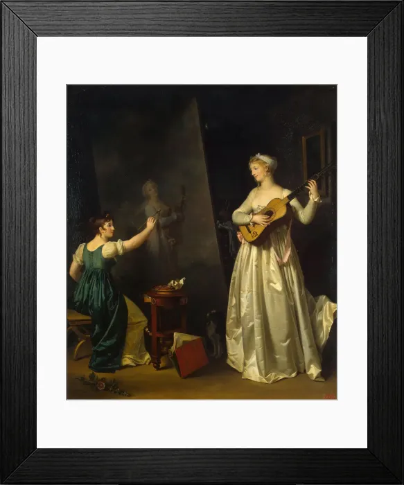 Framed Print : Artist Painting a Portrait of a Musician, 1790s. Creator: Gerard