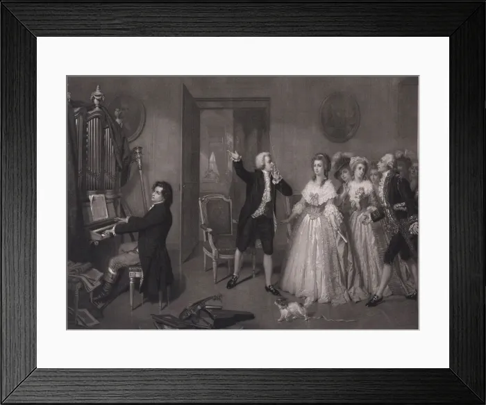 Framed Print : Beethoven in Mozarts House. Creator: Merle, Hugues (1823-1881) Framed Print : Beethoven in Mozarts House. Creator: Merle, Hugues (1823-1881)