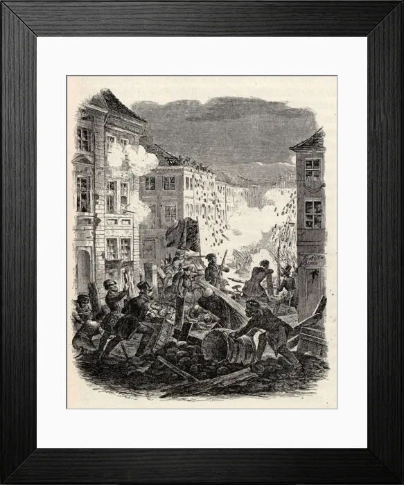 Framed Print : Barricade fighting at the Colln Townhall in Berlin on the night of 18 to 19 March 1848. Creator: Kretschmer, Robert (1818-1872) Framed Print : Barricade fighting at the Colln Townhall in Berlin on the night of 18 to 19 March 1848. Creator: Kretschmer, Robert (1818-1872)