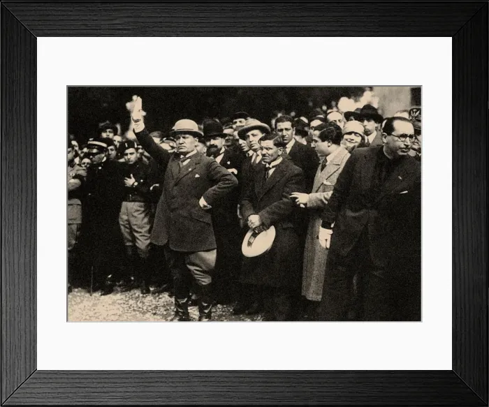 Framed Print : Benito Mussolini, between the members of the Fascist Party Framed Print : Benito Mussolini, between the members of the Fascist Party