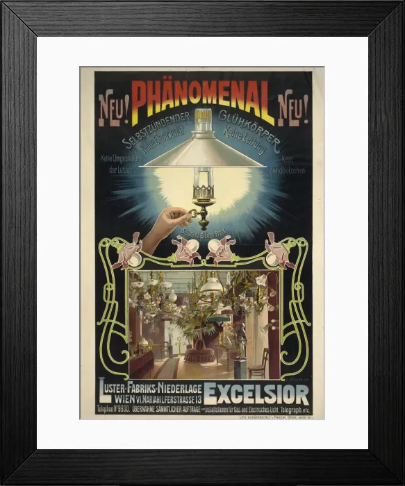 Framed Print : Excelsior. Self-igniting incandescent body, ca 1895-1900. Creator: Docker, Eduard (active Second Half of the 19th cen. ) Framed Print : Excelsior. Self-igniting incandescent body, ca 1895-1900. Creator: Docker, Eduard (active Second Half of the 19th cen. )