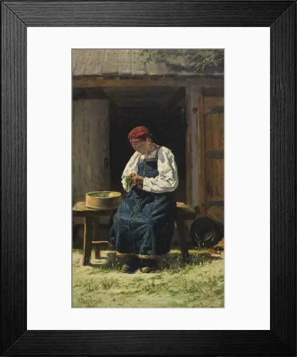 Framed Print : Farmers wife at work, 1874. Creator: Makovsky, Vladimir Yegorovich (1846-1920) Framed Print : Farmers wife at work, 1874. Creator: Makovsky, Vladimir Yegorovich (1846-1920)