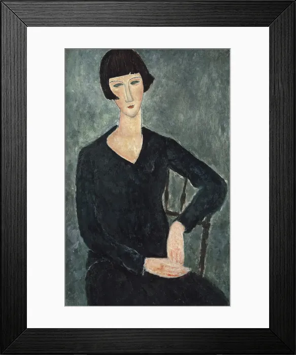 Framed Print : Femme assise ala robe bleue, 1918-1919. Creator: Modigliani, Amedeo (1884-1920) Framed Print : Femme assise ala robe bleue, 1918-1919. Creator: Modigliani, Amedeo (1884-1920)