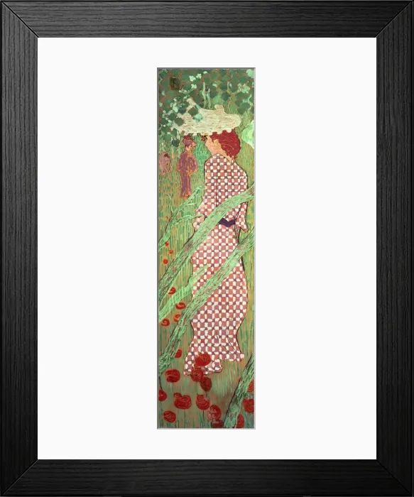 Framed Print : Femmes au jardin: femme ala robe quadrillee (Women in a Garden: Woman in a