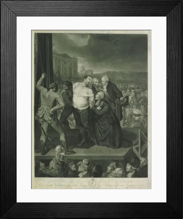 Framed Print : Louis XVI on the Scaffold, 1795. Creator: Huck, Johann Gerhard (1758-1811) Framed Print : Louis XVI on the Scaffold, 1795. Creator: Huck, Johann Gerhard (1758-1811)