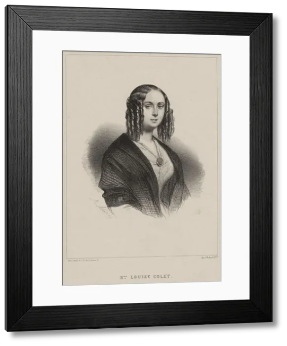 Framed Print : Louise Colet, 1843. Creator: Alophe, Marie-Alexandre Menut (1812-1883) Framed Print : Louise Colet, 1843. Creator: Alophe, Marie-Alexandre Menut (1812-1883)