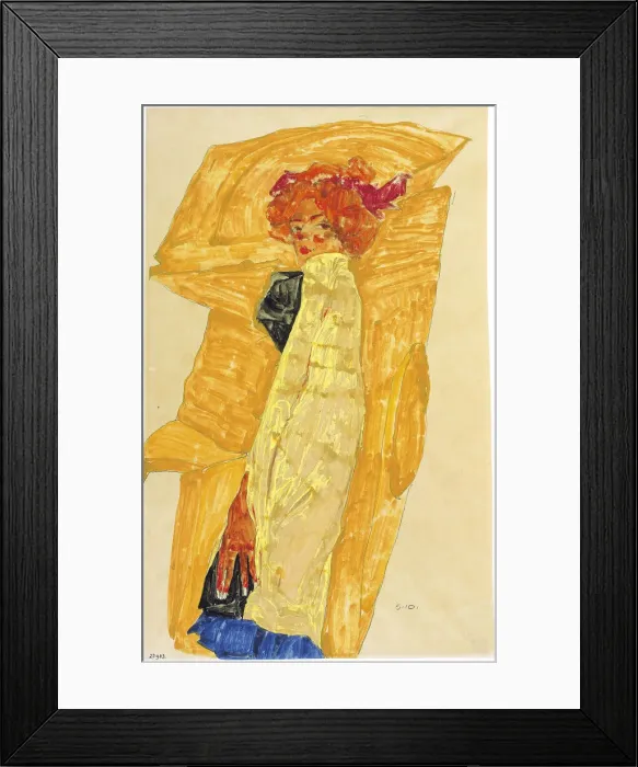 Framed Print : Gerti in front of Ochre-Colored Drapery, 1910. Creator: Schiele, Egon (1890-1918) Framed Print : Gerti in front of Ochre-Colored Drapery, 1910. Creator: Schiele, Egon (1890-1918)