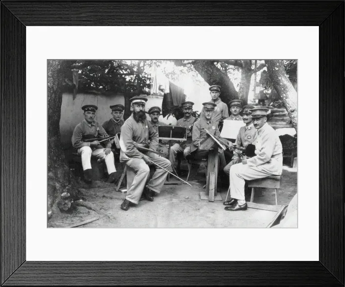 Framed Print : Members of a German Bando POW camp orchestra at Tokushima Prefecture, c. 1917 Framed Print : Members of a German Bando POW camp orchestra at Tokushima Prefecture, c. 1917