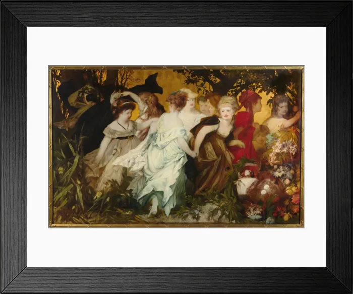 Framed Print : Modern Amoretti, Triptych, left panel, 1868. Creator: Makart, Hans (1840-1884) Framed Print : Modern Amoretti, Triptych, left panel, 1868. Creator: Makart, Hans (1840-1884)