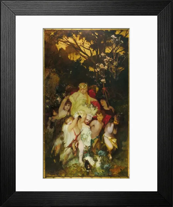Framed Print : Modern Amoretti, Triptych, central panel, 1868. Creator: Makart, Hans (1840-1884) Framed Print : Modern Amoretti, Triptych, central panel, 1868. Creator: Makart, Hans (1840-1884)