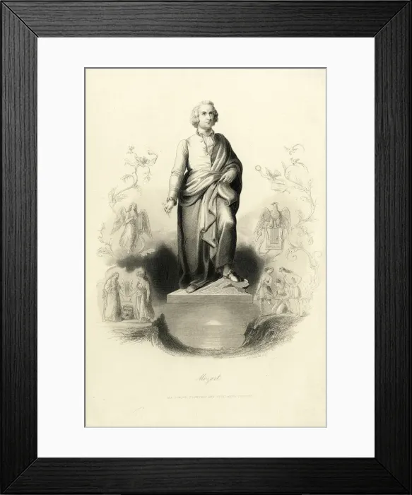 Framed Print : Mozart Monument at the Mozartplatz, 1842. Creator: Payne, Albert Henry (1812-1902)