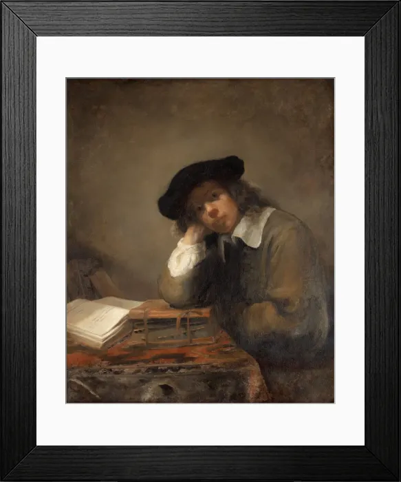 Framed Print : Portrait of a studying youth (Self-portrait). Creator: Hoogstraten, Samuel Dirksz Framed Print : Portrait of a studying youth (Self-portrait). Creator: Hoogstraten, Samuel Dirksz