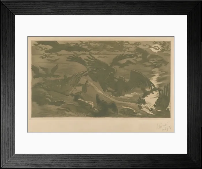 Framed Print : Oiseaux de proie (Birds of prey), 1893. Creator: Prouve, Victor (1858-1943) Framed Print : Oiseaux de proie (Birds of prey), 1893. Creator: Prouve, Victor (1858-1943)