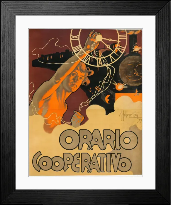 Framed Print : Orario Cooperativo, 1899. Creator: Hohenstein, Adolfo (1854-1928) Framed Print : Orario Cooperativo, 1899. Creator: Hohenstein, Adolfo (1854-1928)