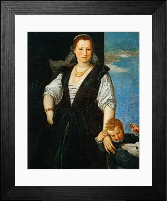 Framed Print : Portrait of a Woman with a Child and a Dog (Isabella Guerrieri Gonzaga Canossa) Framed Print : Portrait of a Woman with a Child and a Dog (Isabella Guerrieri Gonzaga Canossa)