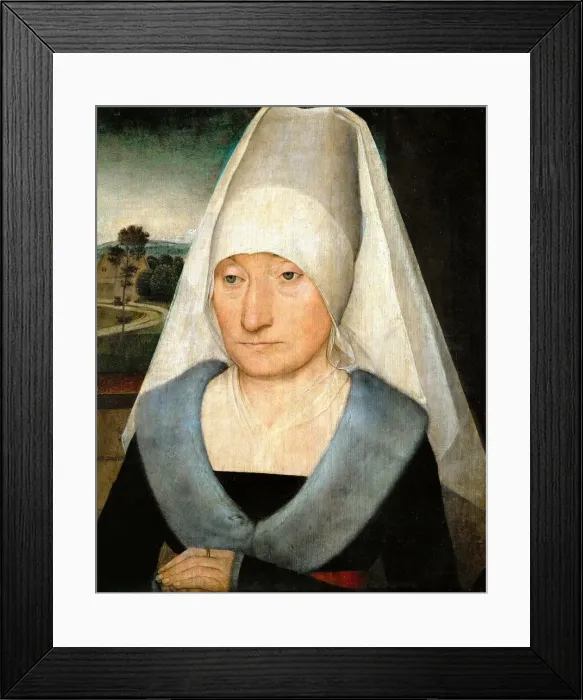 Framed Print : Portrait of an Old Woman, ca 1470-1475. Creator: Memling, Hans (1433 / 40-1494) Framed Print : Portrait of an Old Woman, ca 1470-1475. Creator: Memling, Hans (1433 / 40-1494)