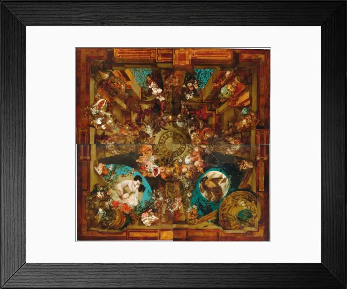 Framed Print : Night and morning, ceiling painting in four parts. Creator: Makart, Hans (1840-1884) Framed Print : Night and morning, ceiling painting in four parts. Creator: Makart, Hans (1840-1884)