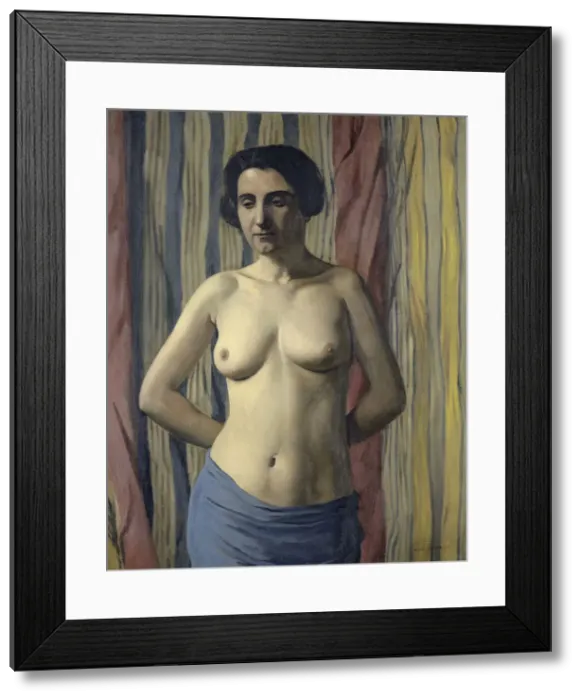 Framed Print : Nude with Blue Sash, 1922. Creator: Vallotton, Felix Edouard (1865-1925) Framed Print : Nude with Blue Sash, 1922. Creator: Vallotton, Felix Edouard (1865-1925)