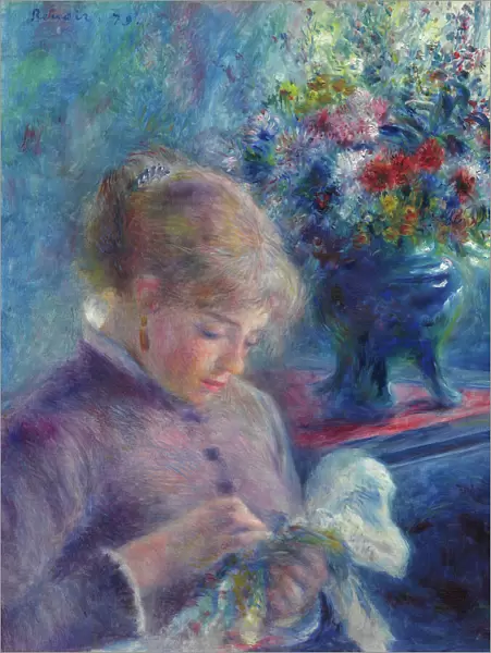 Young Woman Sewing, 1879. Creator: Pierre-Auguste Renoir