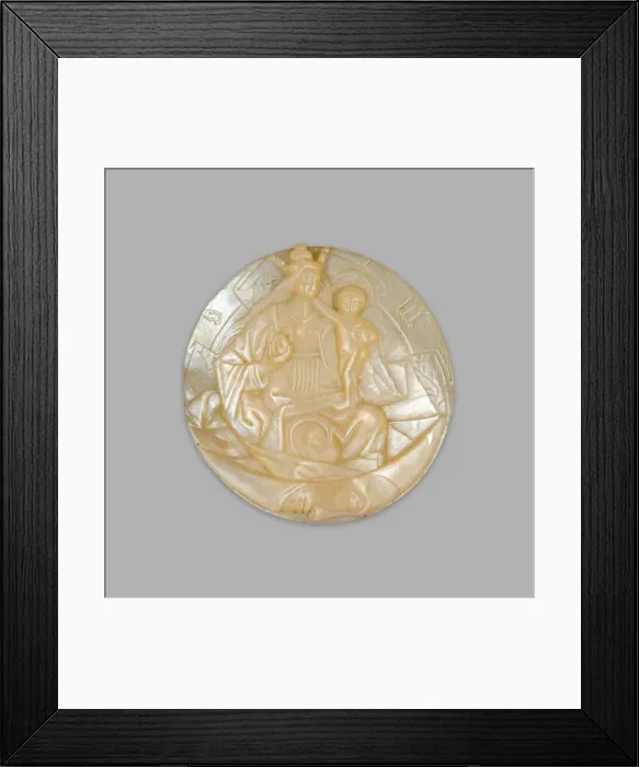 Framed Print : Cover of a Reliquary Container with the Virgin and Child on the Crescent Moon, about 1480 Framed Print : Cover of a Reliquary Container with the Virgin and Child on the Crescent Moon, about 1480