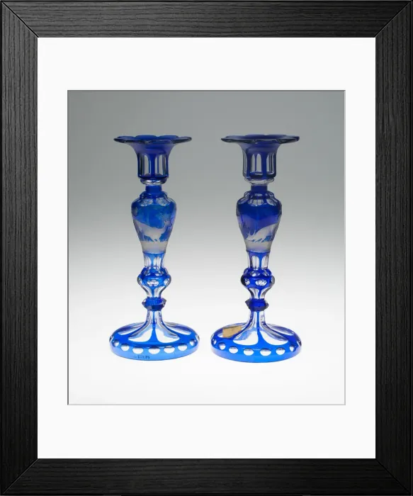 Framed Print : Pair of Candlesticks, Bohemia, 1850 / 75. Creator: Bohemia Glass Framed Print : Pair of Candlesticks, Bohemia, 1850 / 75. Creator: Bohemia Glass