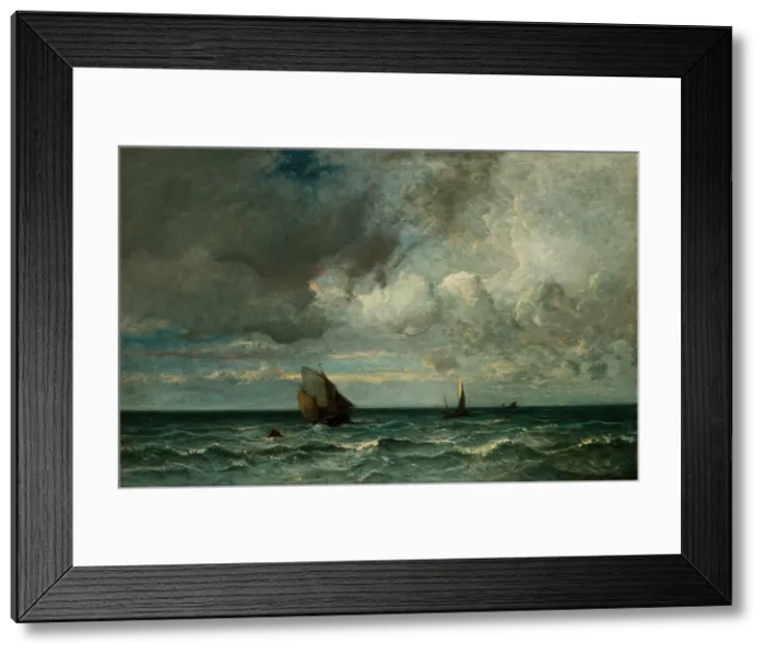 Framed Print : Barks Fleeing Before the Storm, 1870 / 75. Creator: Jules Dupré Framed Print : Barks Fleeing Before the Storm, 1870 / 75. Creator: Jules Dupré