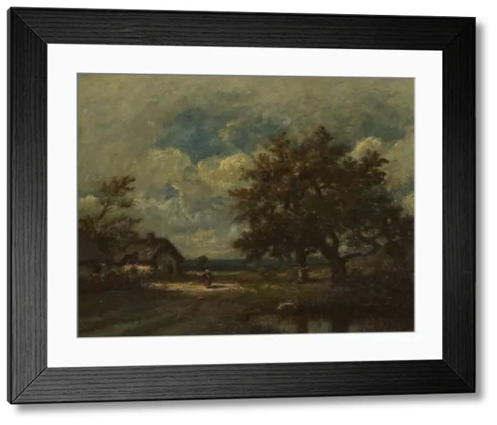 Framed Print : The Cottage by the Roadside, Stormy Sky, c. 1860. Creator: Jules Dupré Framed Print : The Cottage by the Roadside, Stormy Sky, c. 1860. Creator: Jules Dupré