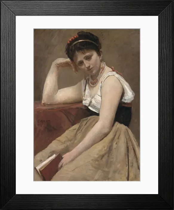 Framed Print : Interrupted Reading, c. 1870. Creator: Jean-Baptiste-Camille Corot Framed Print : Interrupted Reading, c. 1870. Creator: Jean-Baptiste-Camille Corot