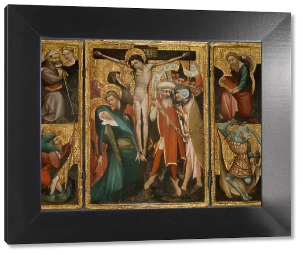 Triptych of the Crucifixion with Saints Anthony, Christopher, James and George