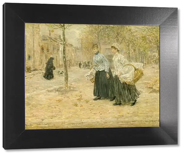 Two Washerwomen Crossing a Small Park in Paris, c. 1890. Creator: Jean Francois Raffaelli