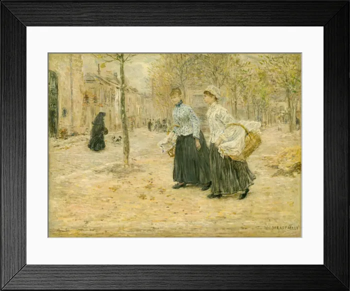 Framed Print : Two Washerwomen Crossing a Small Park in Paris, c. 1890. Creator: Jean Francois Raffaelli Framed Print : Two Washerwomen Crossing a Small Park in Paris, c. 1890. Creator: Jean Francois Raffaelli