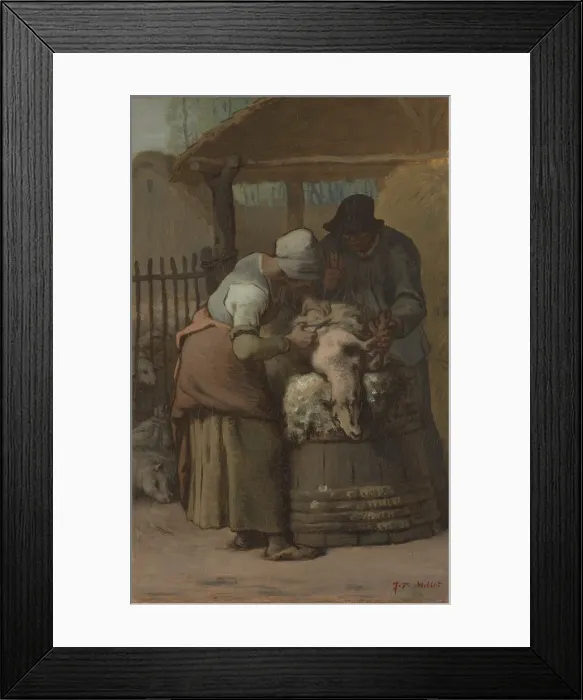 Framed Print : The Sheepshearers, 1857 / 61. Creator: Jean Francois Millet Framed Print : The Sheepshearers, 1857 / 61. Creator: Jean Francois Millet