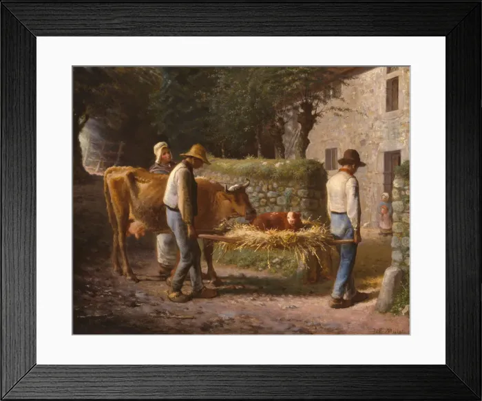 Framed Print : Peasants Bringing Home a Calf Born in the Fields, 1864. Creator: Jean Francois Millet Framed Print : Peasants Bringing Home a Calf Born in the Fields, 1864. Creator: Jean Francois Millet