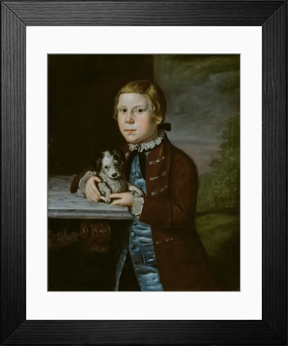 Framed Print : Boy of Hallett Family with Dog, 1766 / 76. Creator: Unknown Framed Print : Boy of Hallett Family with Dog, 1766 / 76. Creator: Unknown