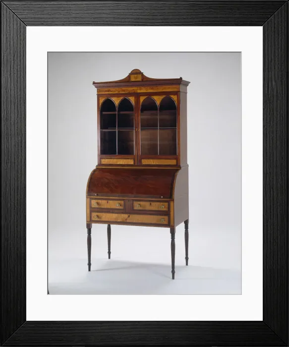 Framed Print : Cylinder Desk and Bookcase, 1800 / 10. Creator: Unknown Framed Print : Cylinder Desk and Bookcase, 1800 / 10. Creator: Unknown