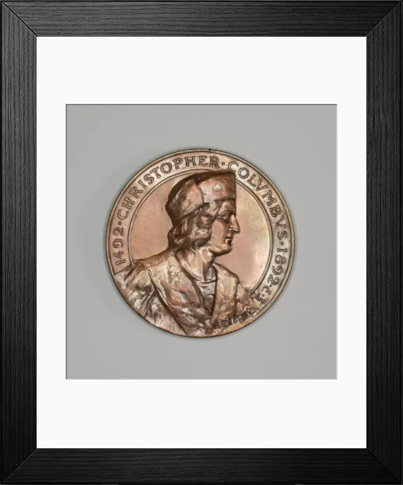 Framed Print : Two Medals Depicting Columbus, 1892. Creator: Unknown Framed Print : Two Medals Depicting Columbus, 1892. Creator: Unknown