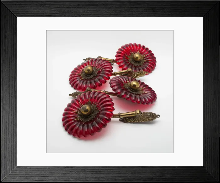 Framed Print : Group of four tie backs, 1860 / 1900. Creator: Unknown Framed Print : Group of four tie backs, 1860 / 1900. Creator: Unknown